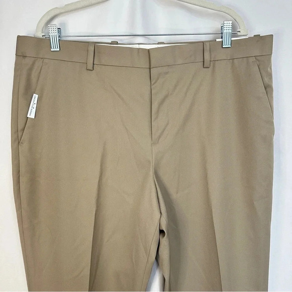 NWT Perry Ellis Portfolio Mens Pants 38x32 Khaki Folio Flex Comfort Waistband - Picture 2 of 14